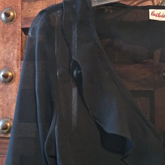 Black Ruffled Sequin-Detail Women's Top - Picture 5 of 7